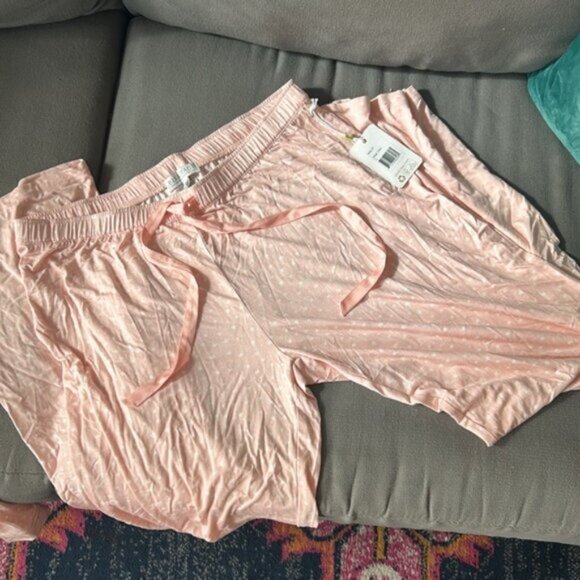 NWT P.J. Salvage Women's Tint Pink Love Lace Pajama Set Size Large - Picture 6 of 8